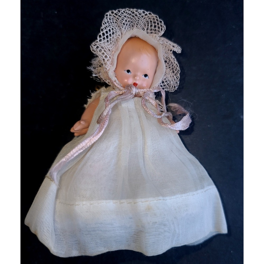 #201 Hush-a-bye Series 1939 Bisque Baby Short Dress Nancy Ann Storybook Doll Box